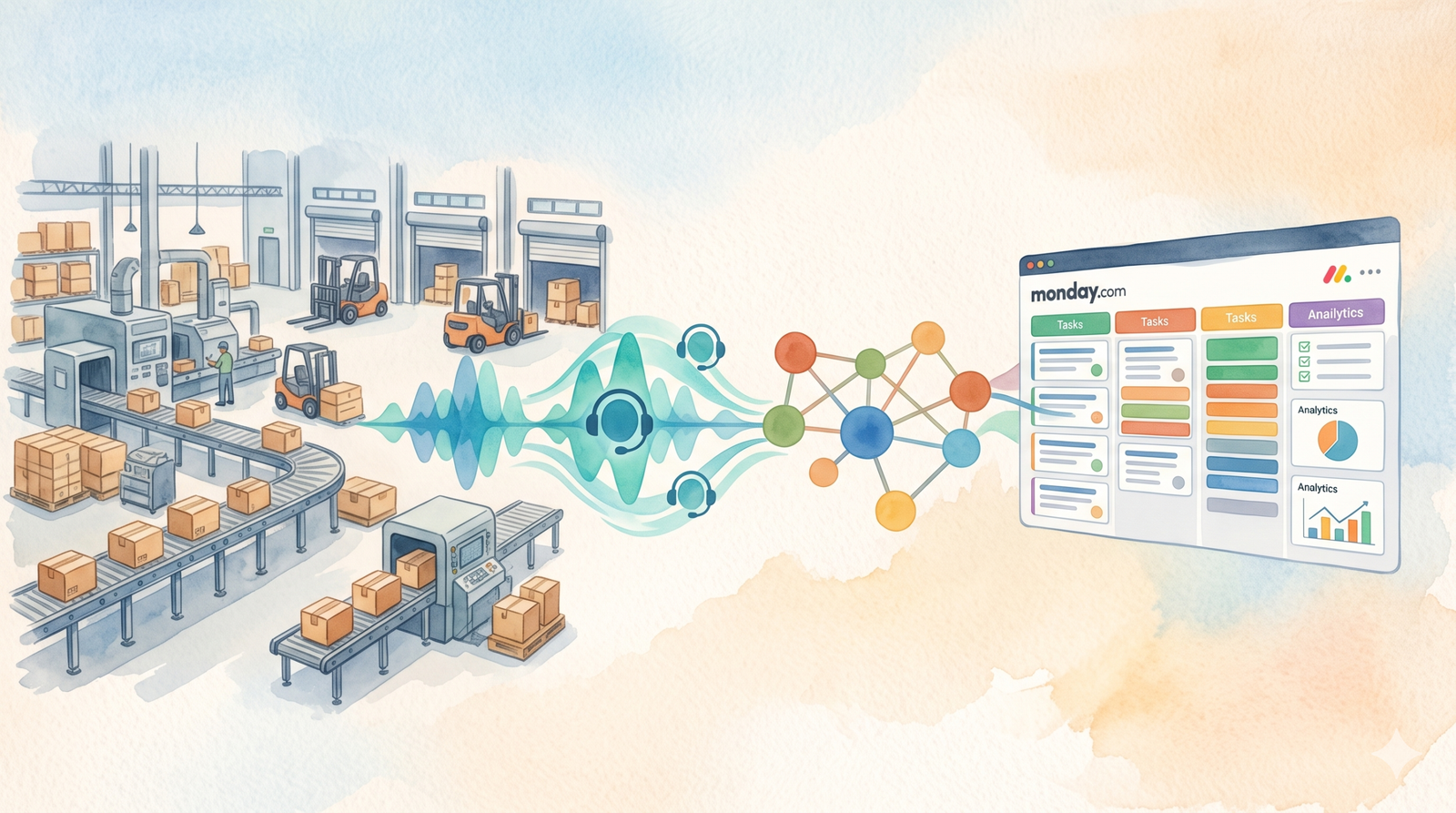 Hexta voice AI agent integrated with Monday.com for manufacturer customer support